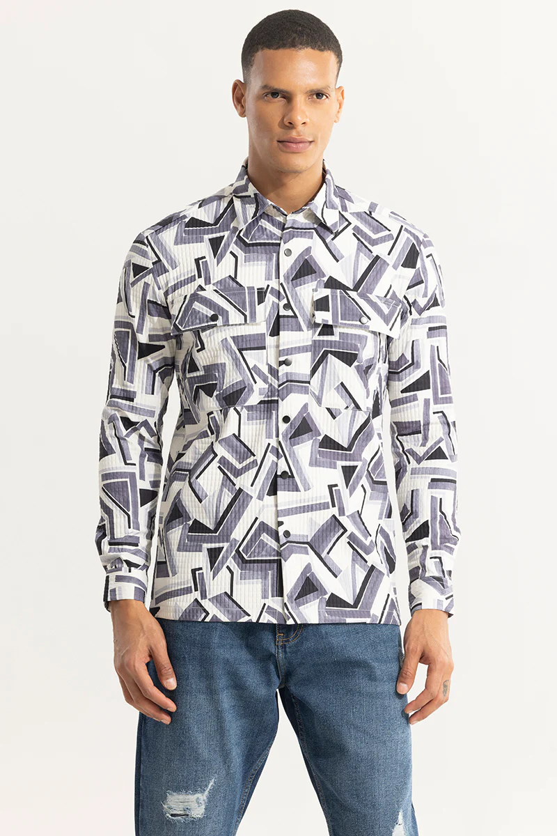 Artistic Monochrome White Overshirt 6 Artistic Monochrome White Overshirt