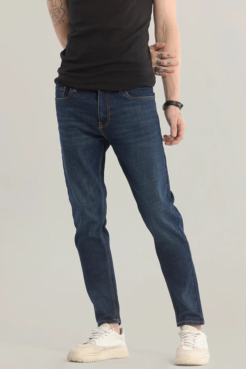Genesis Dark Blue Skinny Fit Jeans 5 Genesis Dark Blue Skinny Fit Jeans