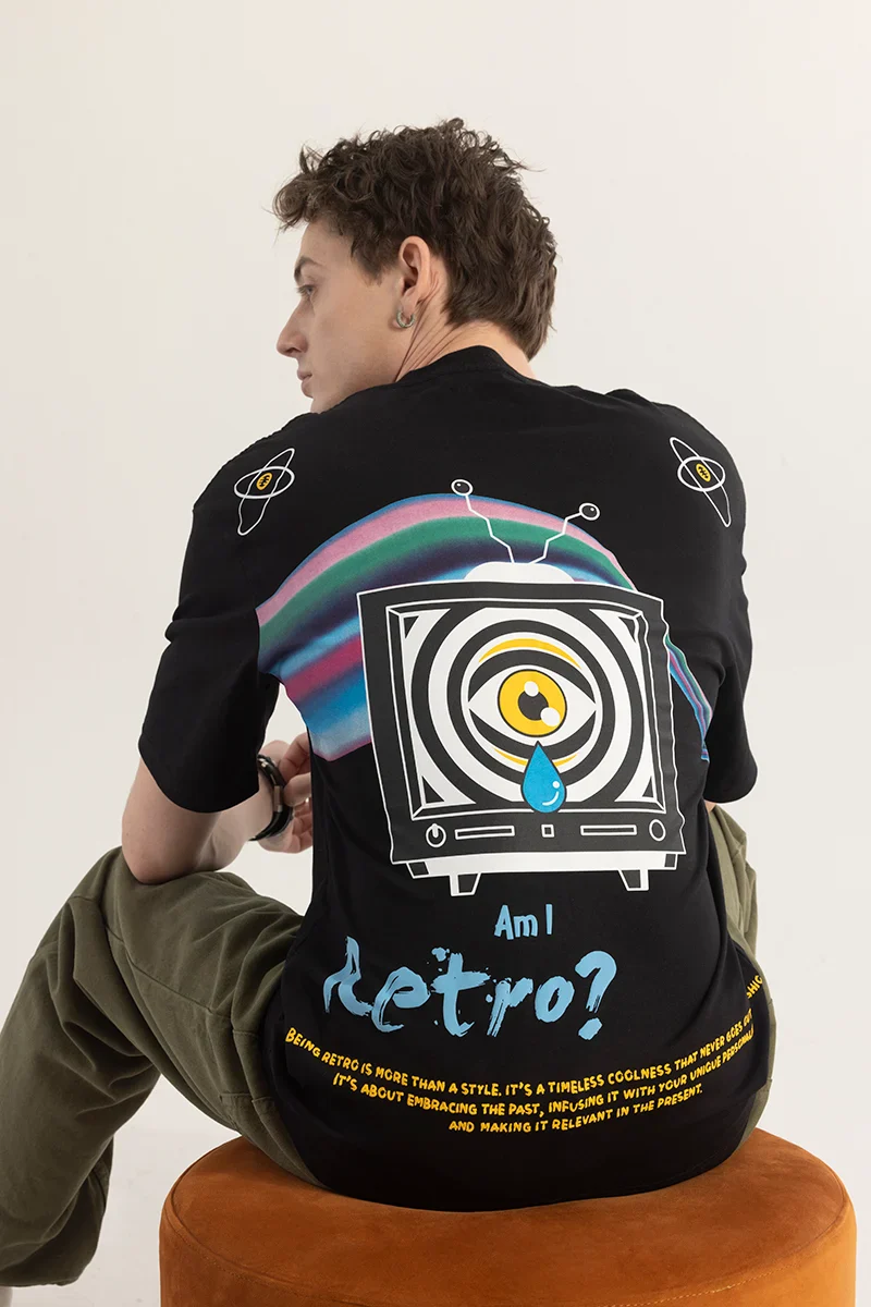 Home 251 Zenlounge Black Graphic Oversized T-shirt