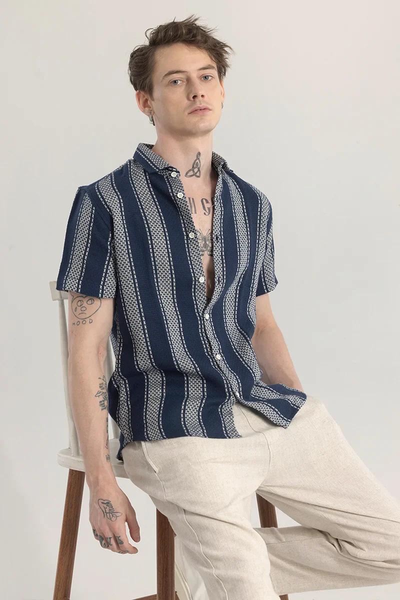 Home 239 Gentleknit Navy Stripe Shirt