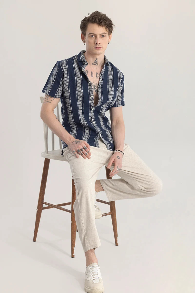 Home 241 Gentleknit Navy Stripe Shirt