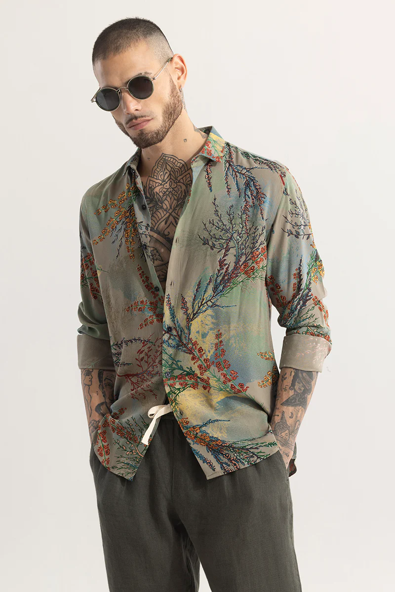 Home 227 Florabold Green Shirt
