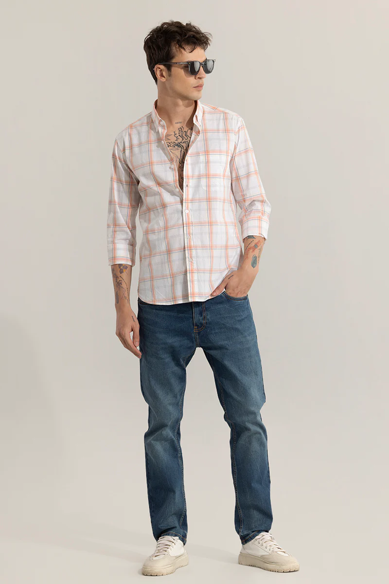 Home 202 Classic Grid Peach Checks Shirt