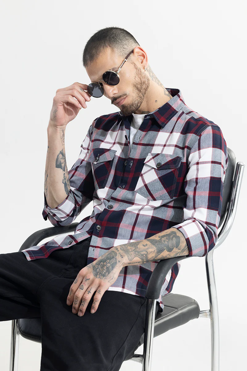 Grid Hatch Maroon Checks Shirt 4 Grid Hatch Maroon Checks Shirt