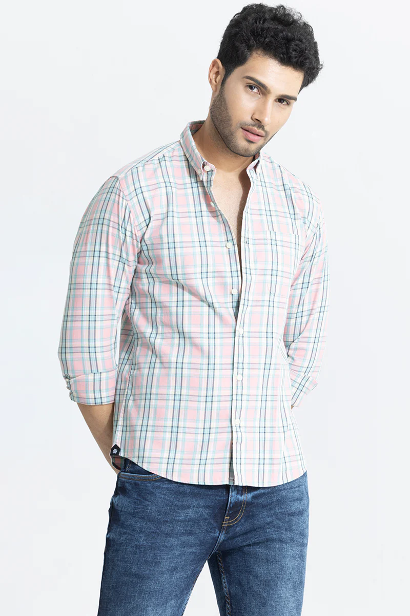 Home 176 Miniature Checks Pink Shirt
