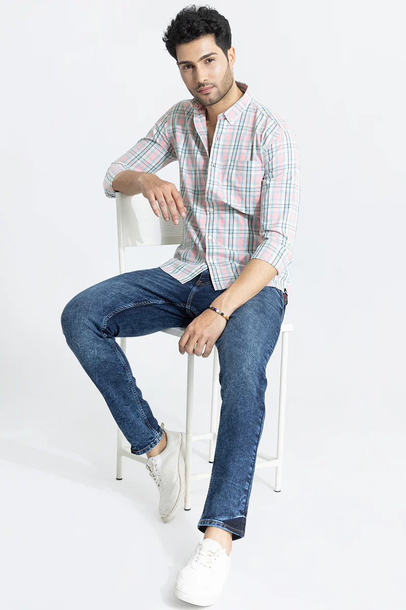 Home 178 Miniature Checks Pink Shirt