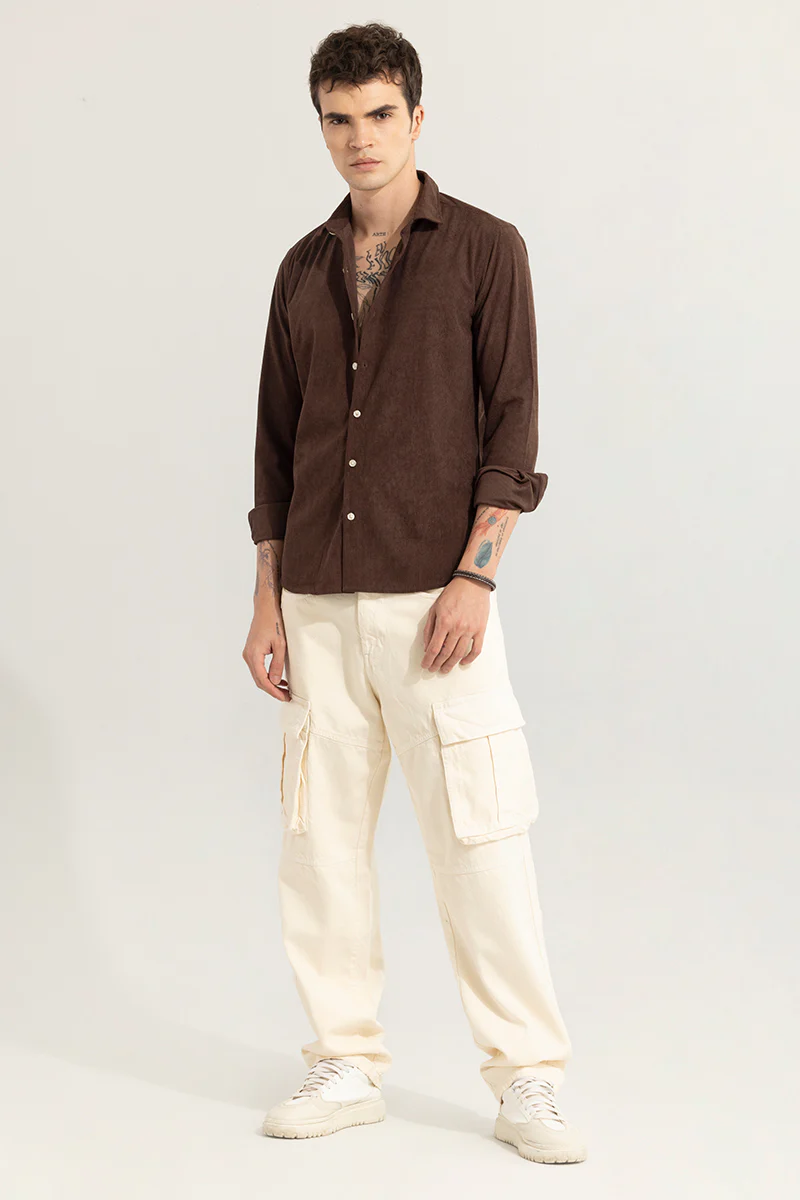 Home 175 FineCord Chocolate brown Corduroy Shirt