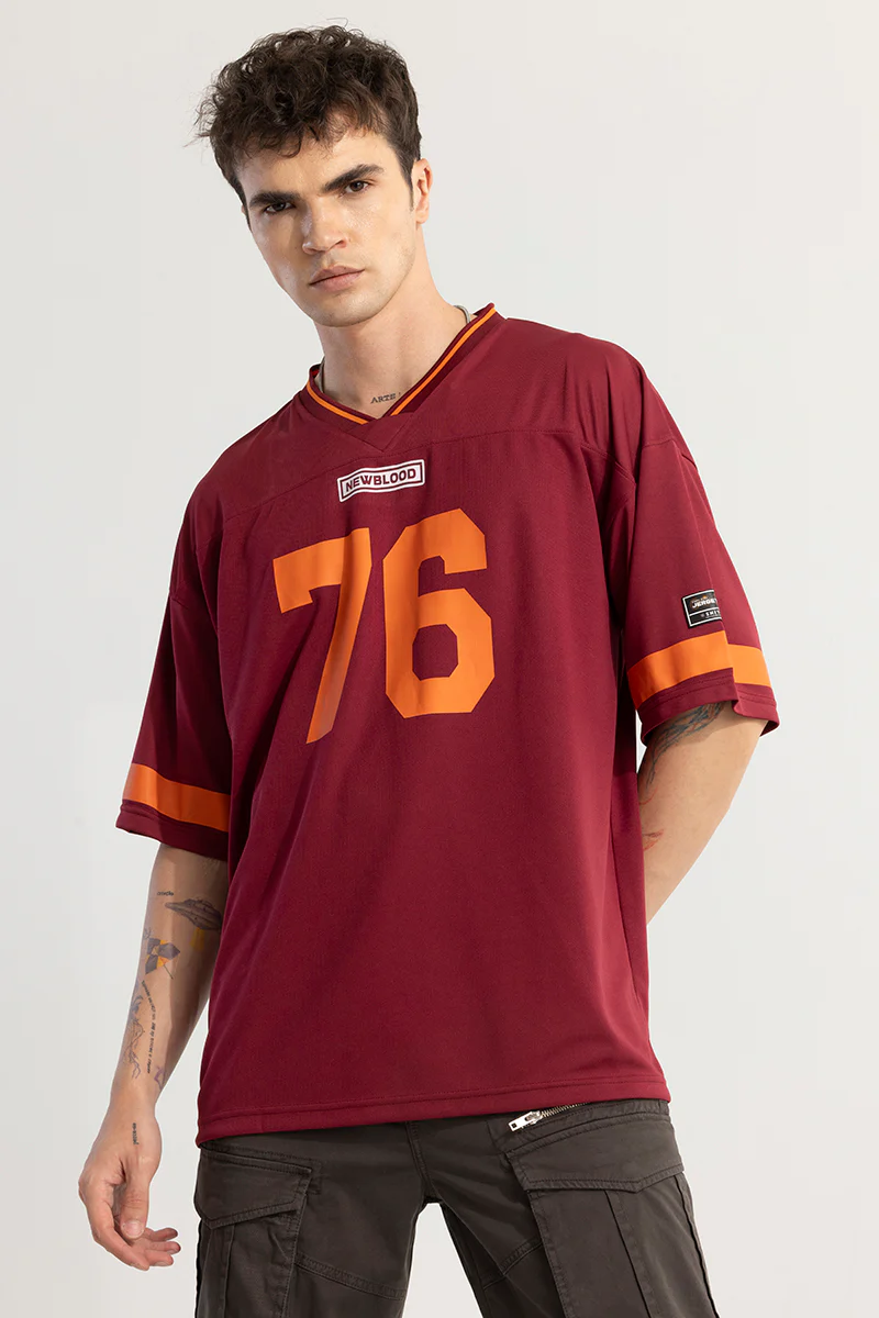 Home 166 NewBlood Maroon Oversized T-Shirt