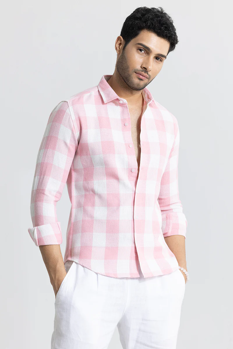 Home 158 Box Checks Pink Shirt