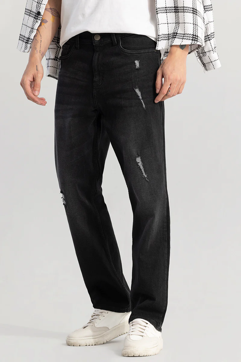 Home 155 Swankie Washed Black Comfort Fit Jeans