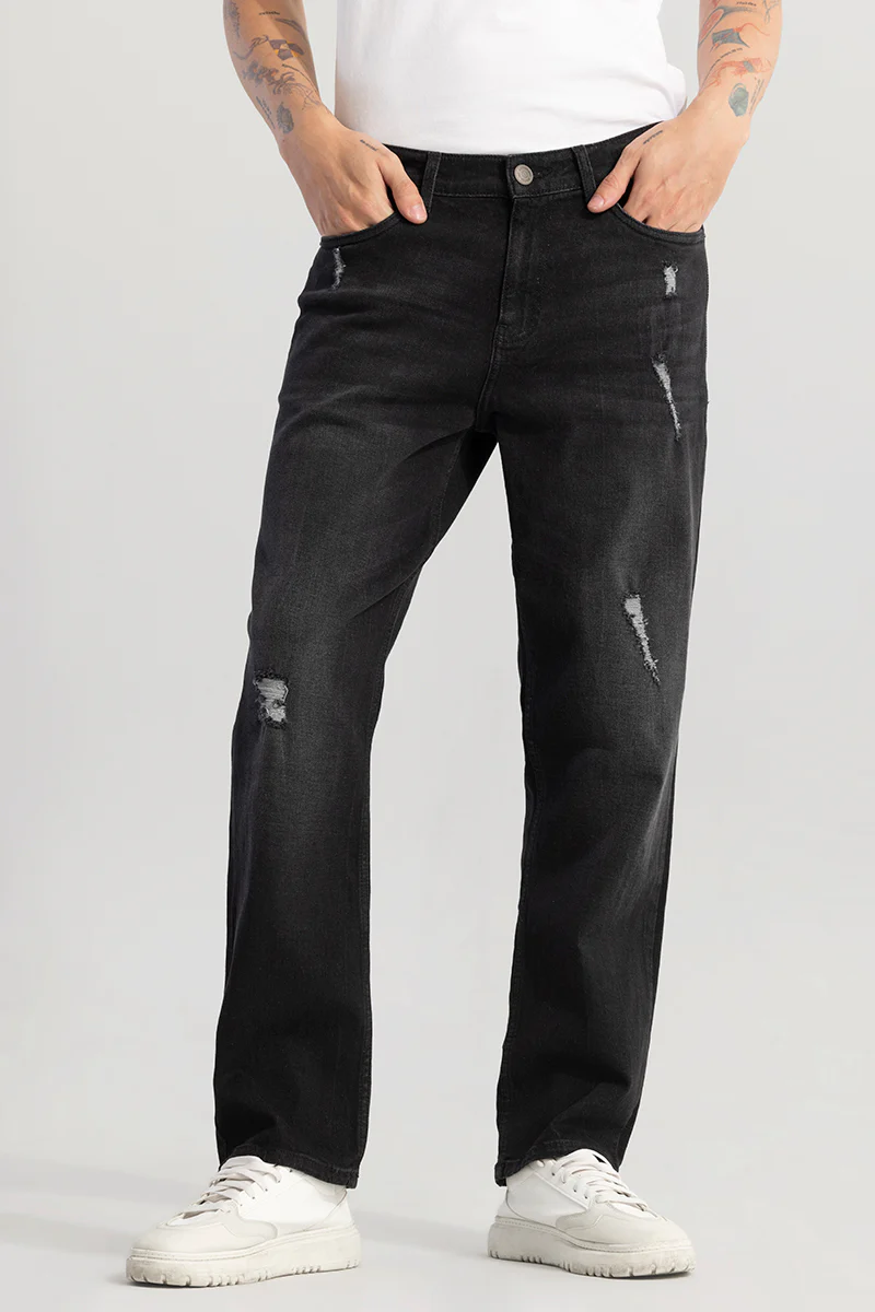 Home 157 Swankie Washed Black Comfort Fit Jeans