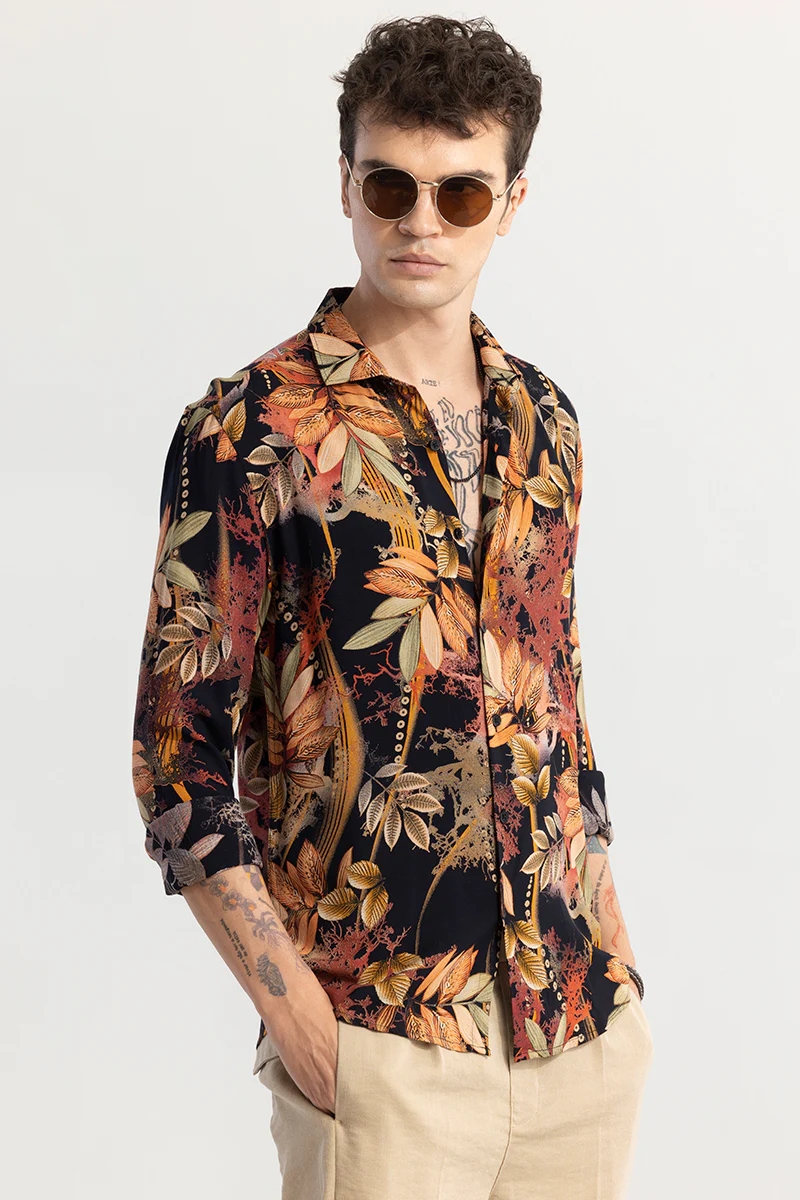 Home 137 Flowerie Orange Shirt