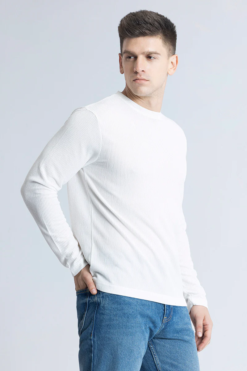 Home 125 Waffle Texture White T-Shirt
