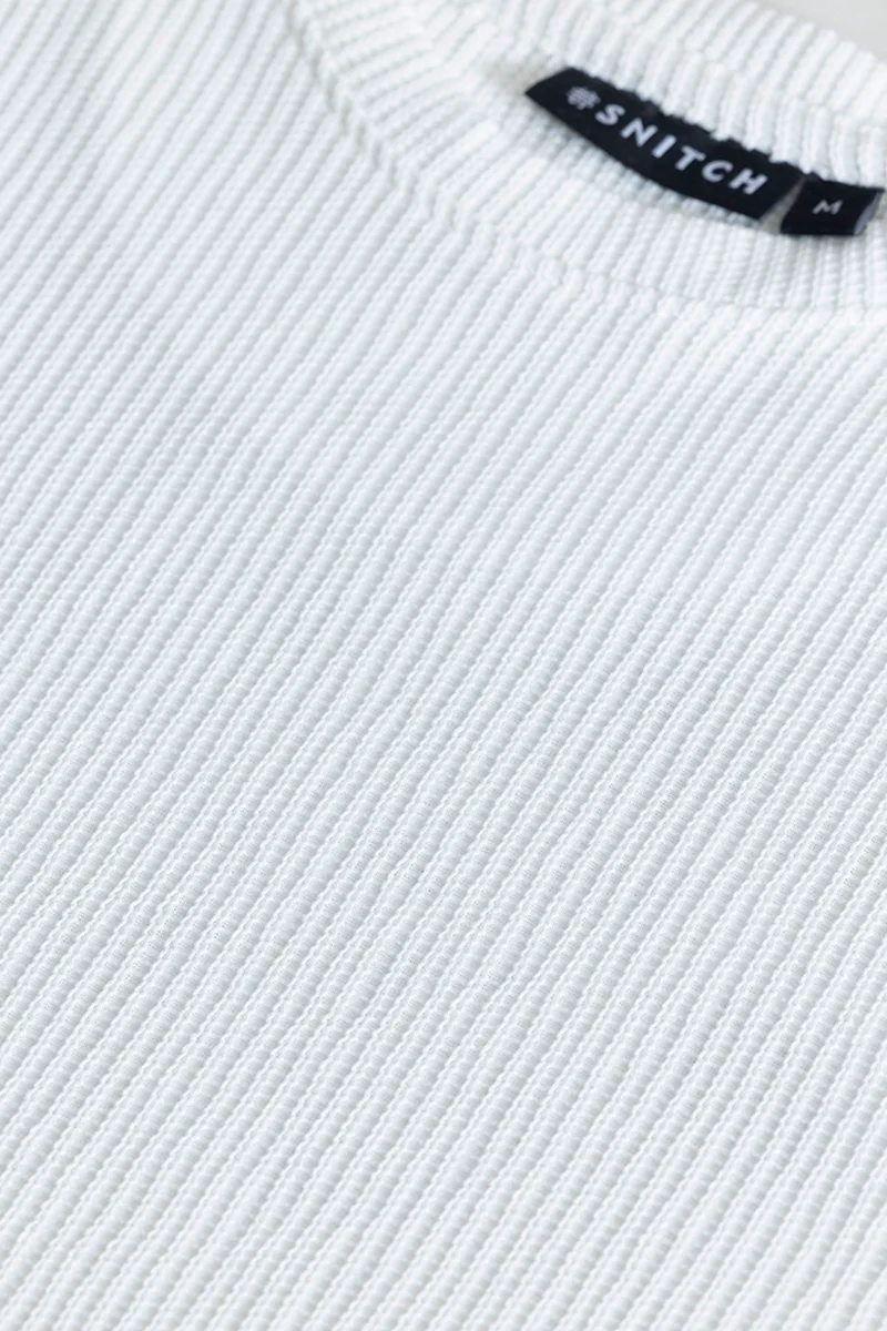 Home 126 Waffle Texture White T-Shirt