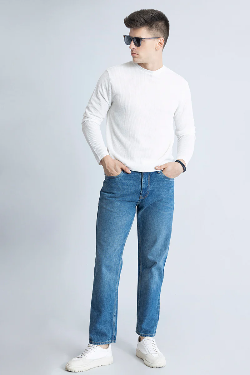 Home 127 Waffle Texture White T-Shirt