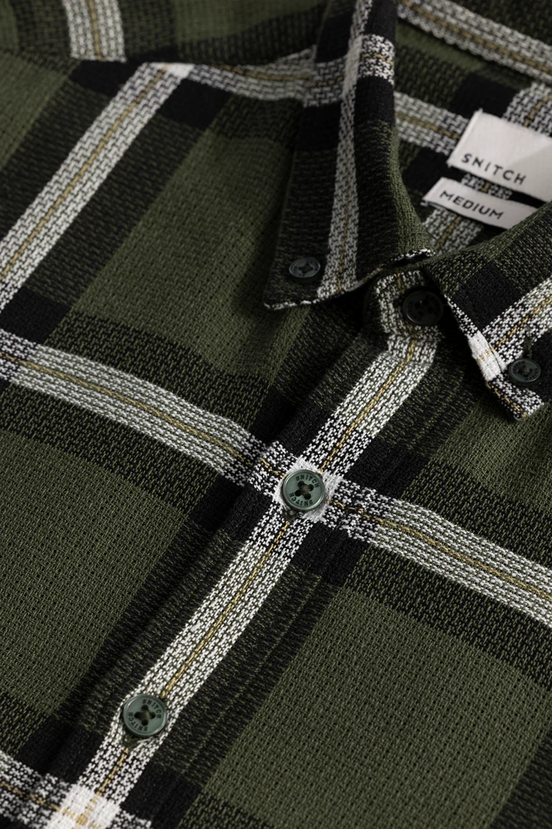 Home 123 Cubix Checks Olive Shirt