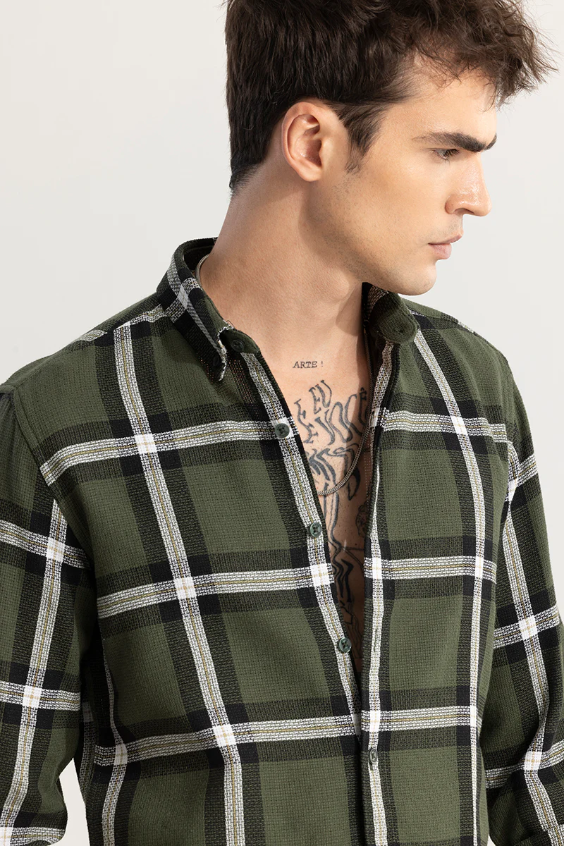 Home 124 Cubix Checks Olive Shirt