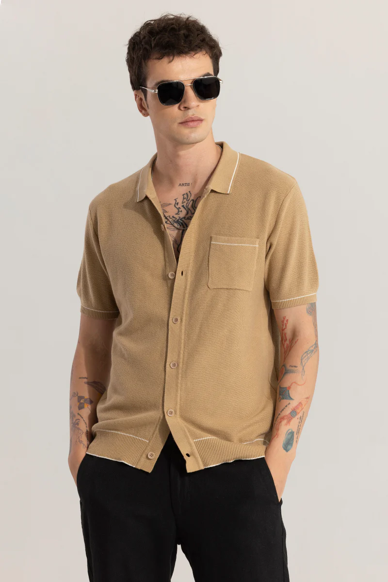 Home 119 KnitEase Brown Shirt