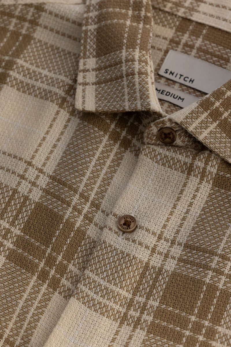 Home 117 Tartan Tango Beige Checks Shirt