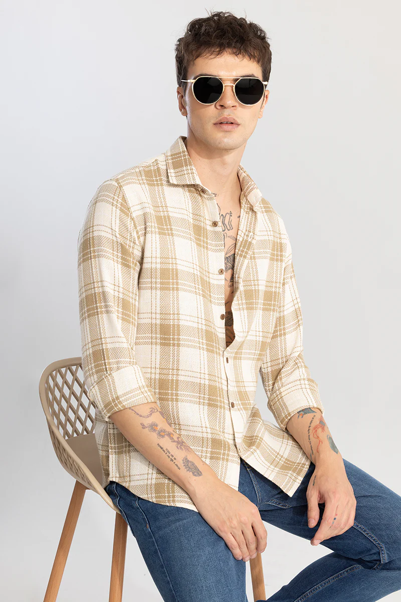 Tartan Tango Beige Checks Shirt 5 Tartan Tango Beige Checks Shirt