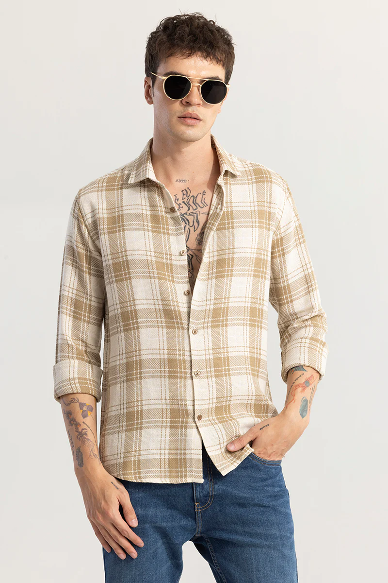 Tartan Tango Beige Checks Shirt 7 Tartan Tango Beige Checks Shirt