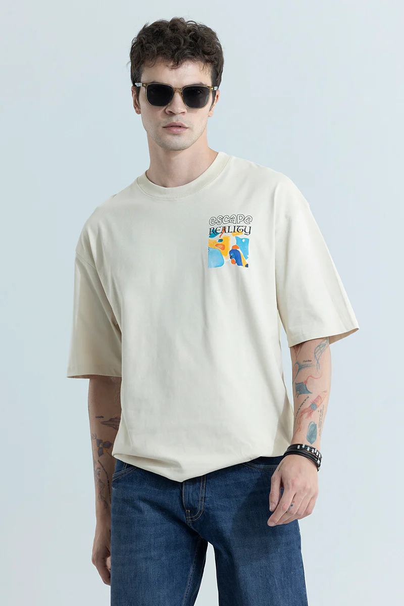 Home 113 Escape Reality Cream Oversized T-Shirt