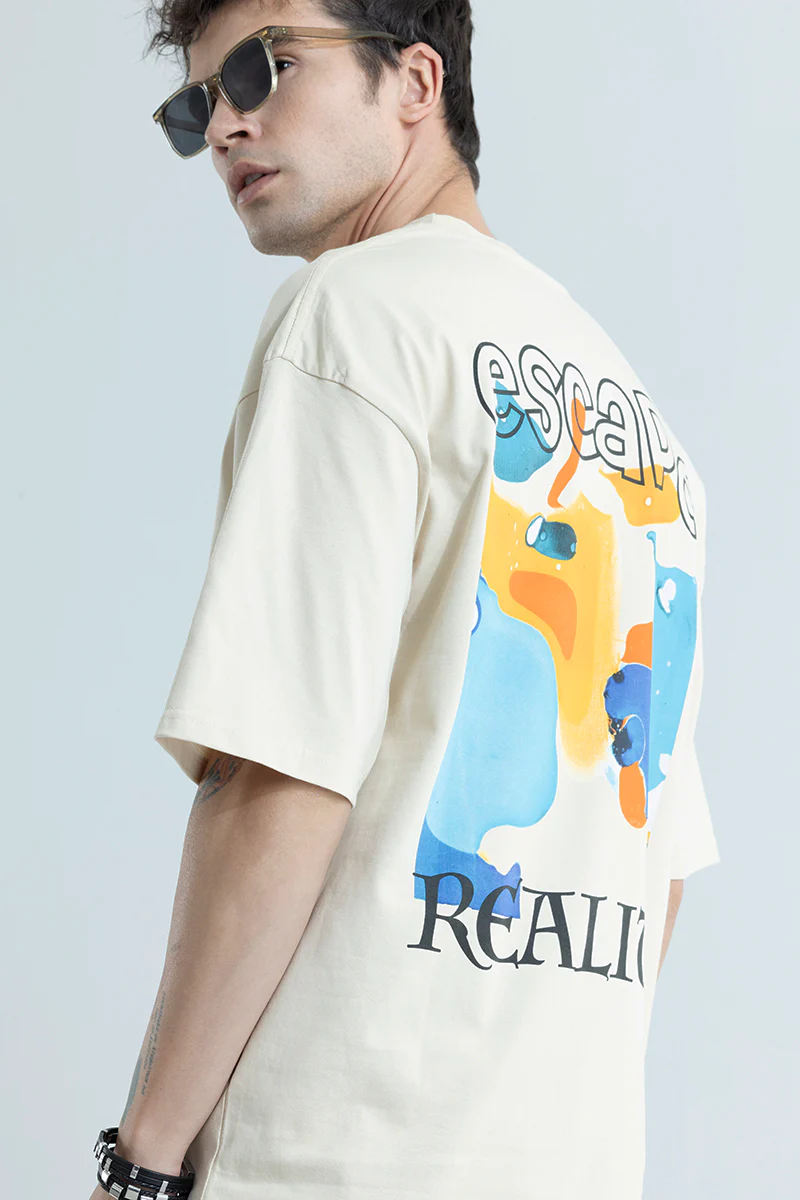 Home 114 Escape Reality Cream Oversized T-Shirt