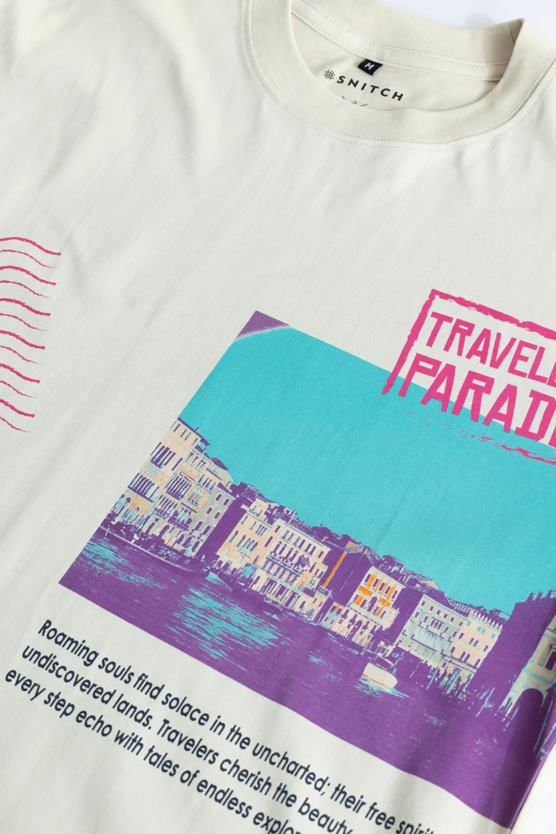 Home 111 Travellers Paradise White Oversized T-shirt