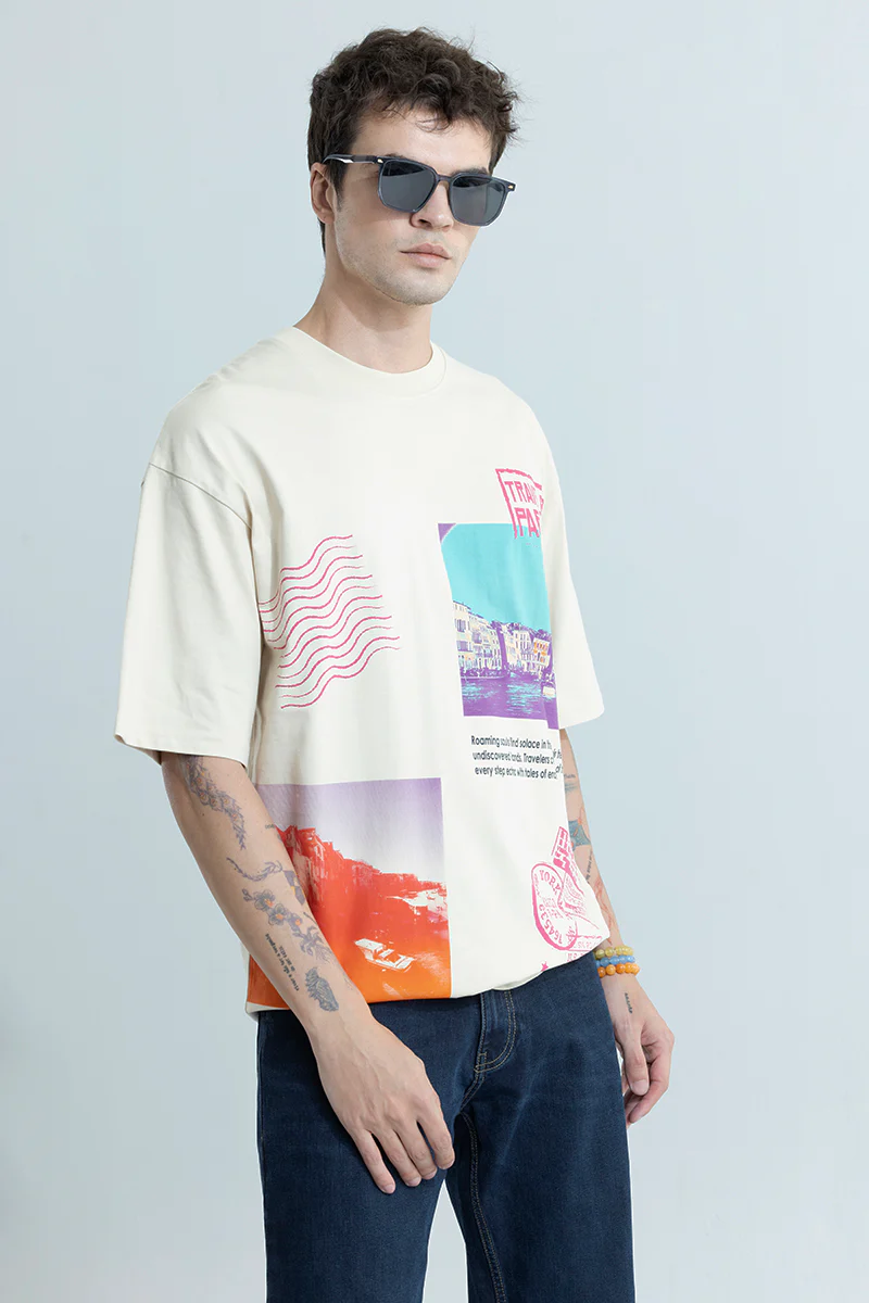 Home 112 Travellers Paradise White Oversized T-shirt