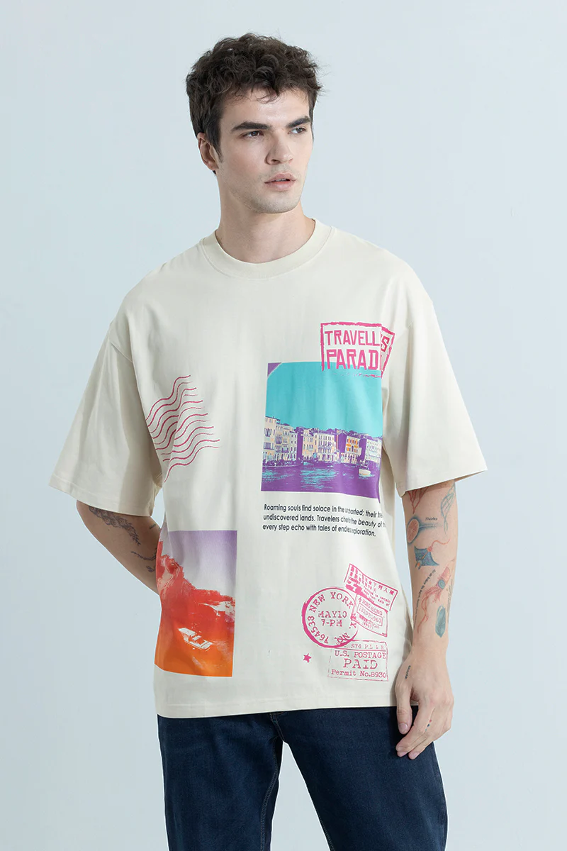 Travellers Paradise White Oversized T-shirt 5 Travellers Paradise White Oversized T-shirt