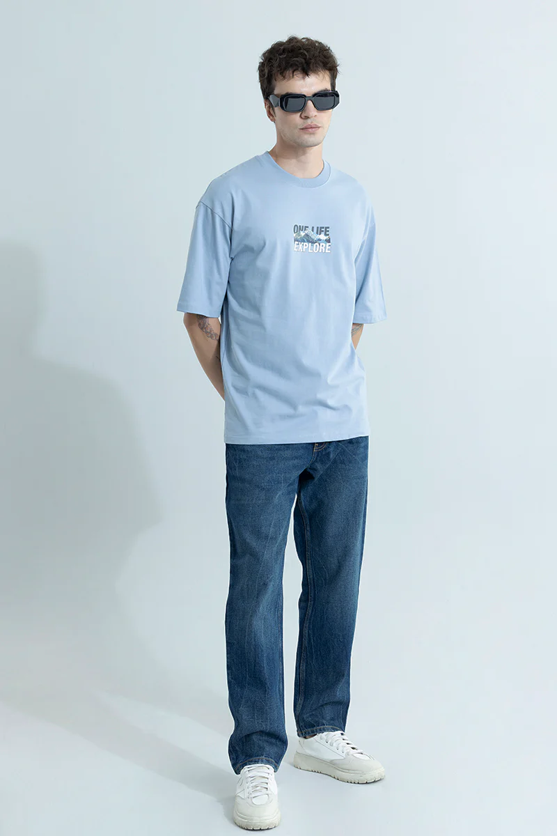 Home 109 One Life Explore Blue Oversized T-Shirt