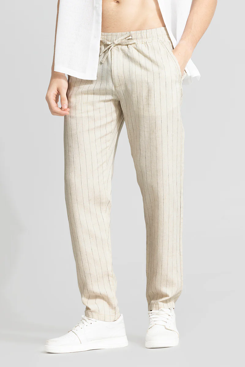Home 105 Aurabreeze Off-White Linen Pant
