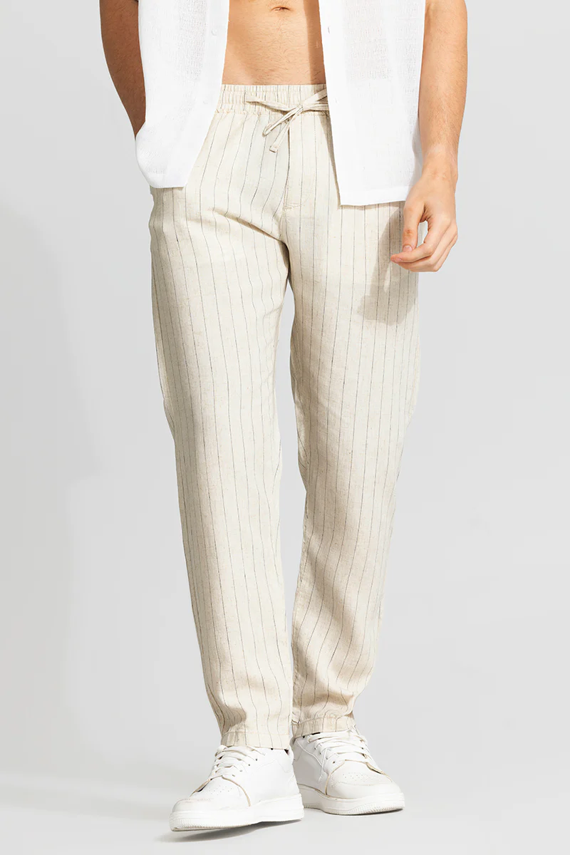 Aurabreeze Off-White Linen Pant 4 Aurabreeze Off-White Linen Pant