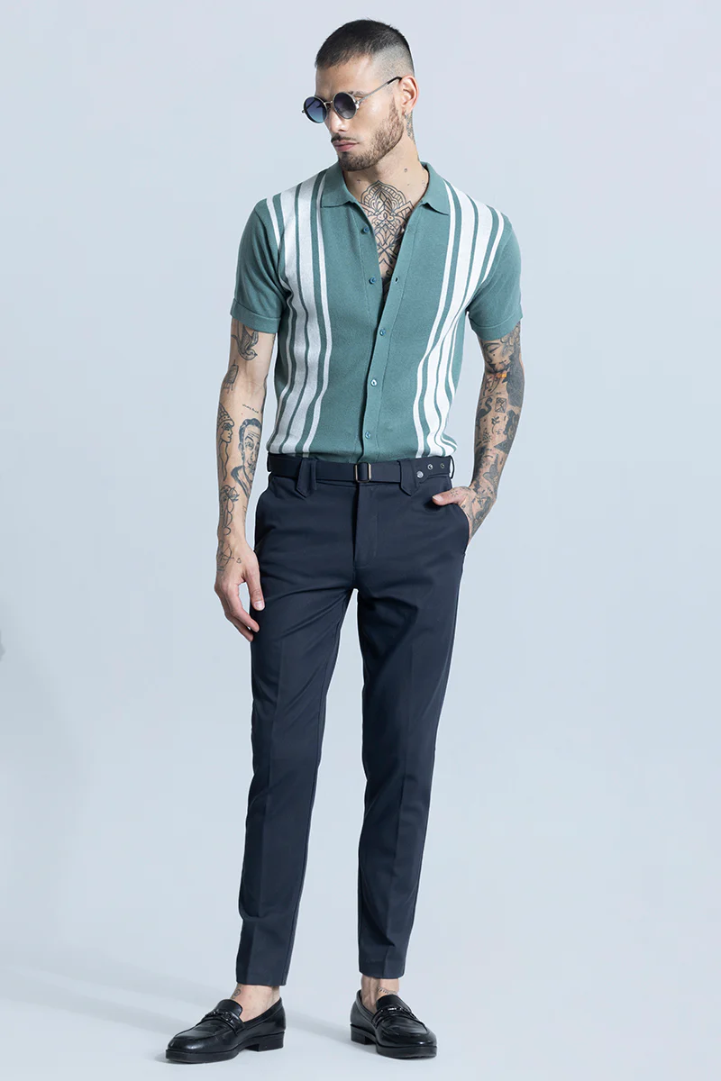 Home 100 Knitline Green Shirt