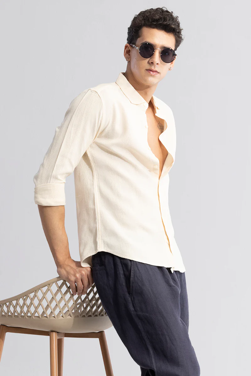 Home 95 Cosmic Crush Cream Self Stripe Shirt