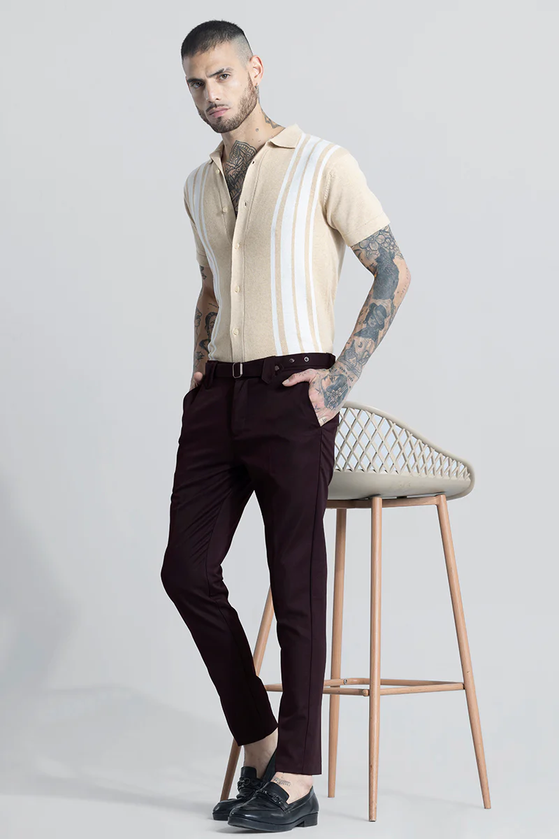 Home 93 Flex Fit Burgundy Formal Trouser