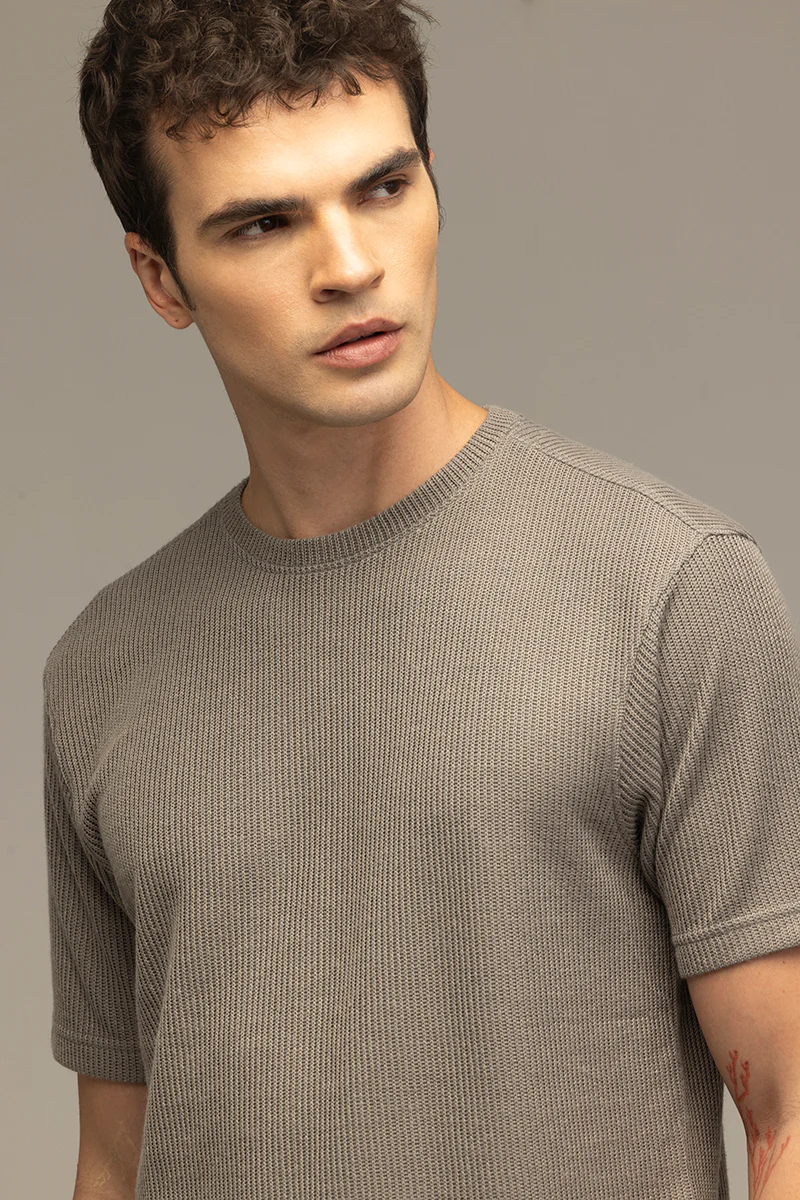Waffle Weave Grey T-Shirt 4 Waffle Weave Grey T-Shirt