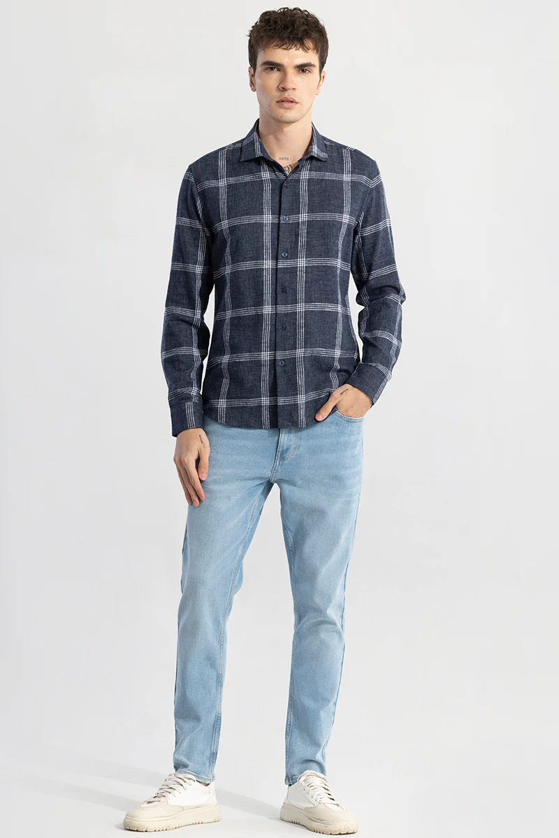 Home 82 Quadrad Check Navy Shirt