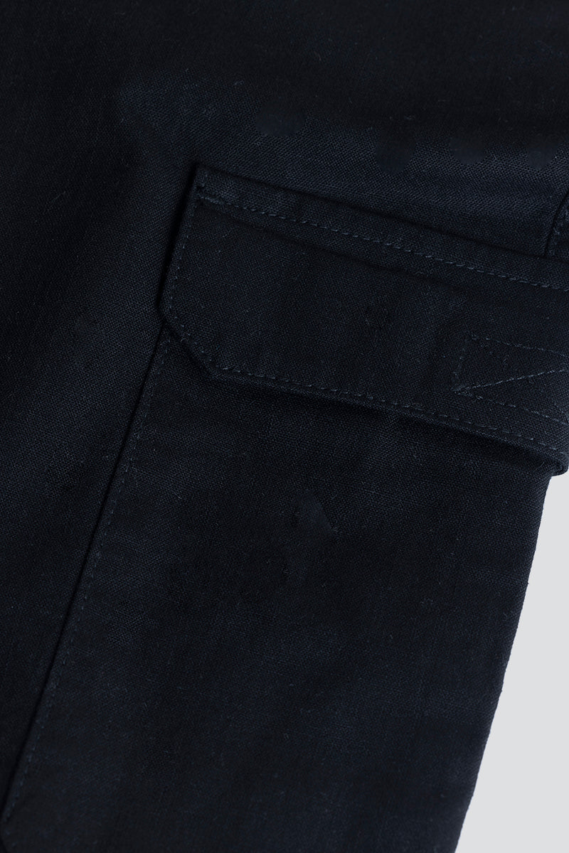 City Breeze Black Linen Cargo Pant 10 City Breeze Black Linen Cargo Pant