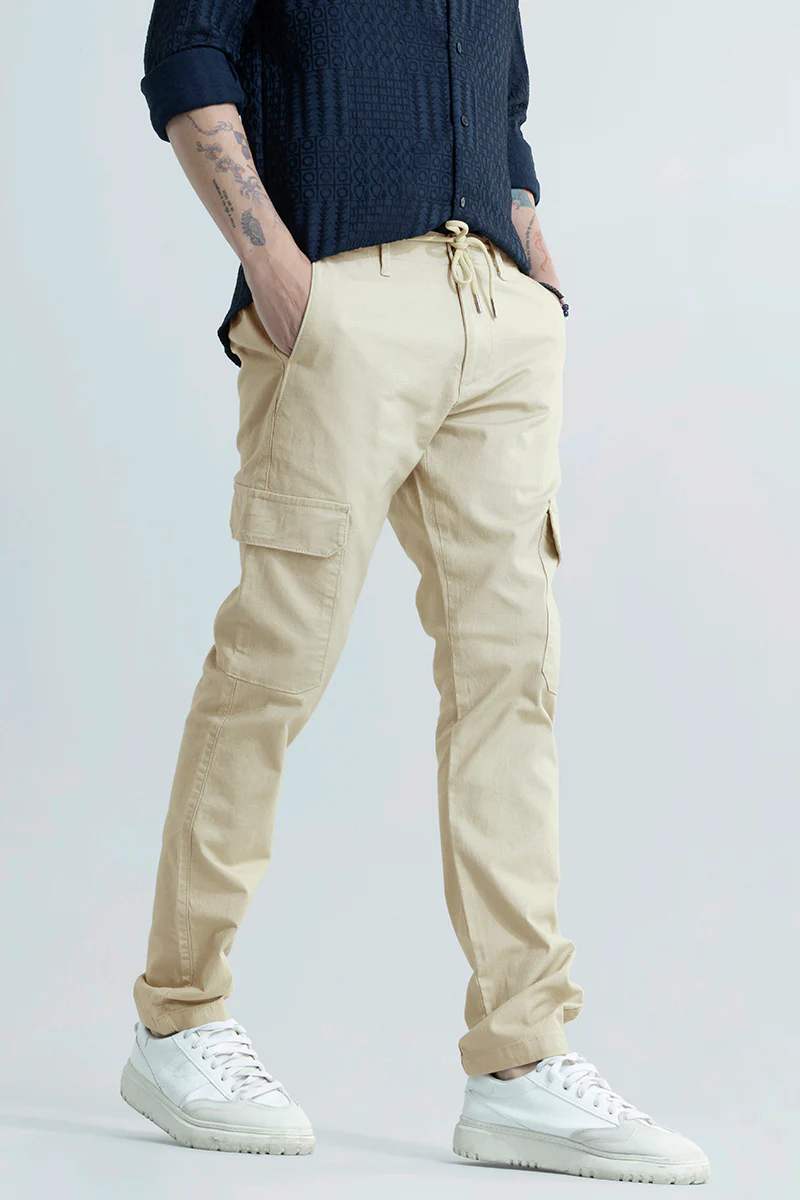 Home 68 City Breeze Cream Linen Cargo Pant