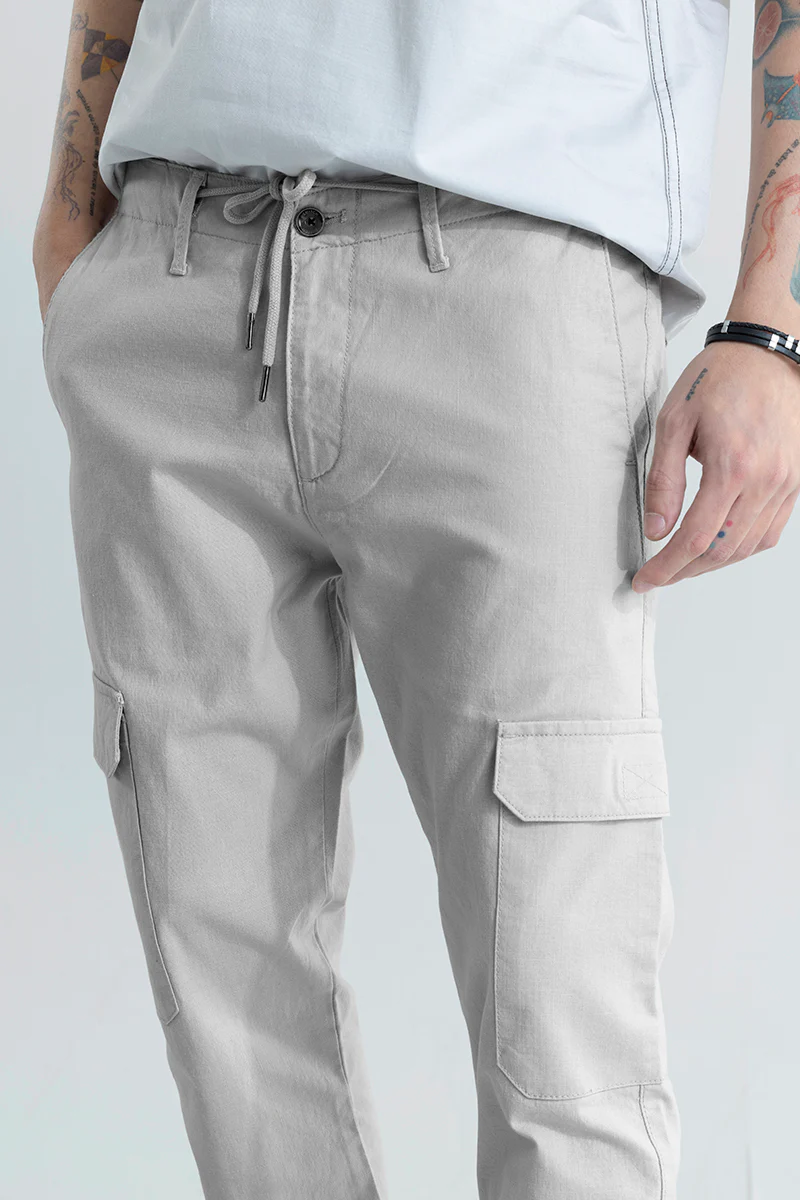 City Breeze Grey Linen Cargo Pant 5 City Breeze Grey Linen Cargo Pant