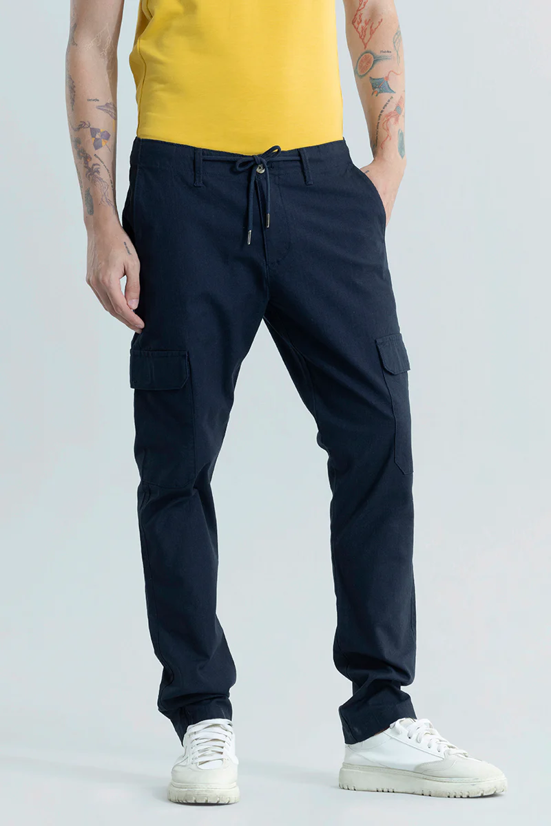 Home 62 City Breeze Navy Linen Cargo Pant
