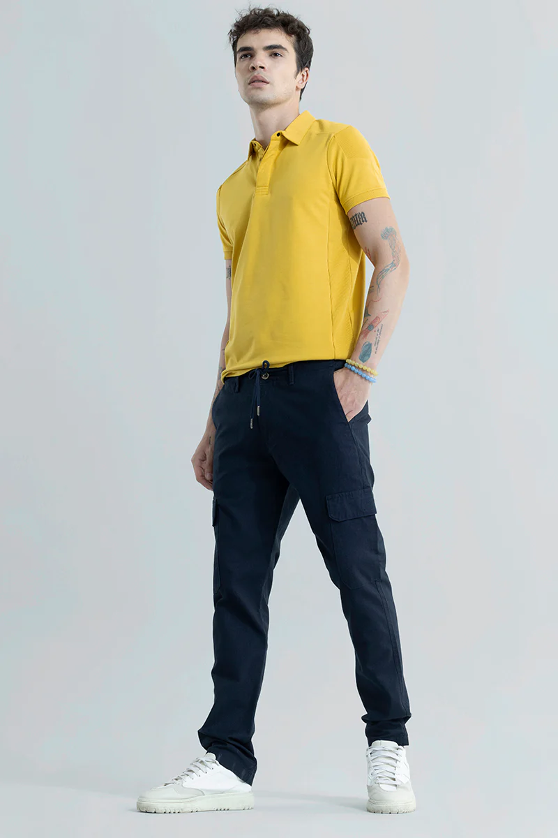 Home 64 City Breeze Navy Linen Cargo Pant