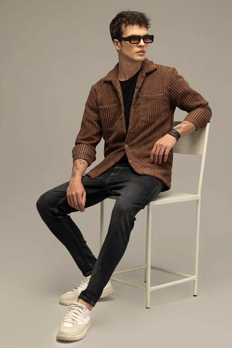Home 56 Plush Pulse Brown Overshirt