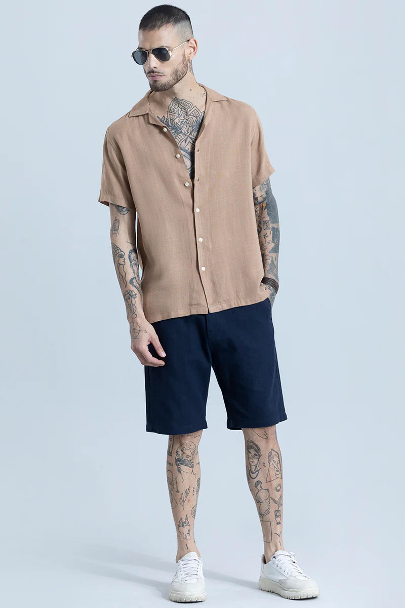 Home 50 Blissfull Linen Blend Brown Shirt