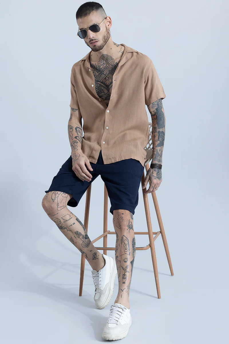Home 52 Blissfull Linen Blend Brown Shirt