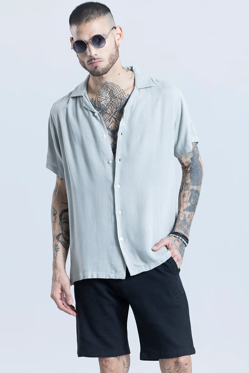 Home 47 Blissfull Linen Blend Grey Shirt