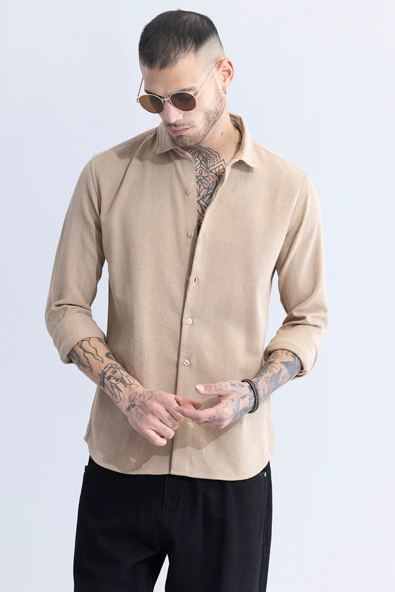 Home 41 Breezy Charm Stripe Beige Shirt