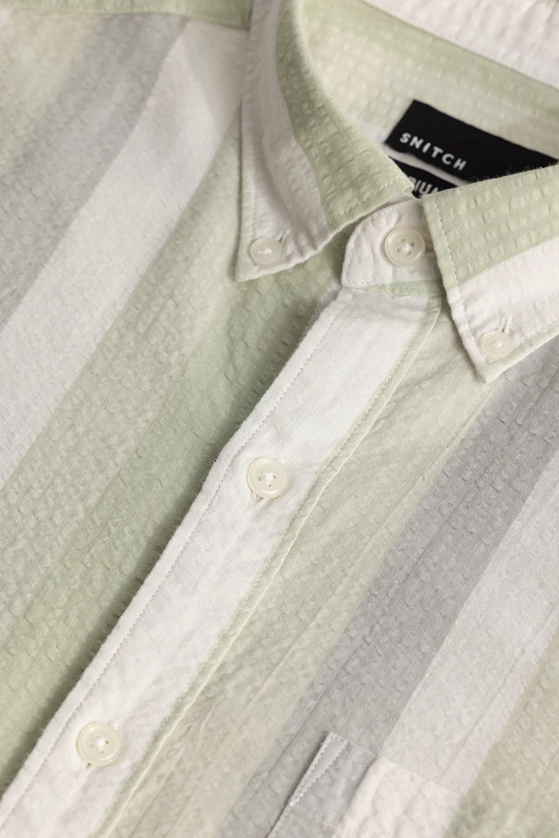 Home 39 Dapper Stripe Moss Green Shirt