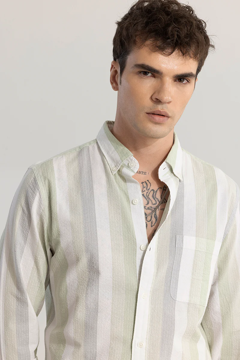 Dapper Stripe Moss Green Shirt 6 Dapper Stripe Moss Green Shirt